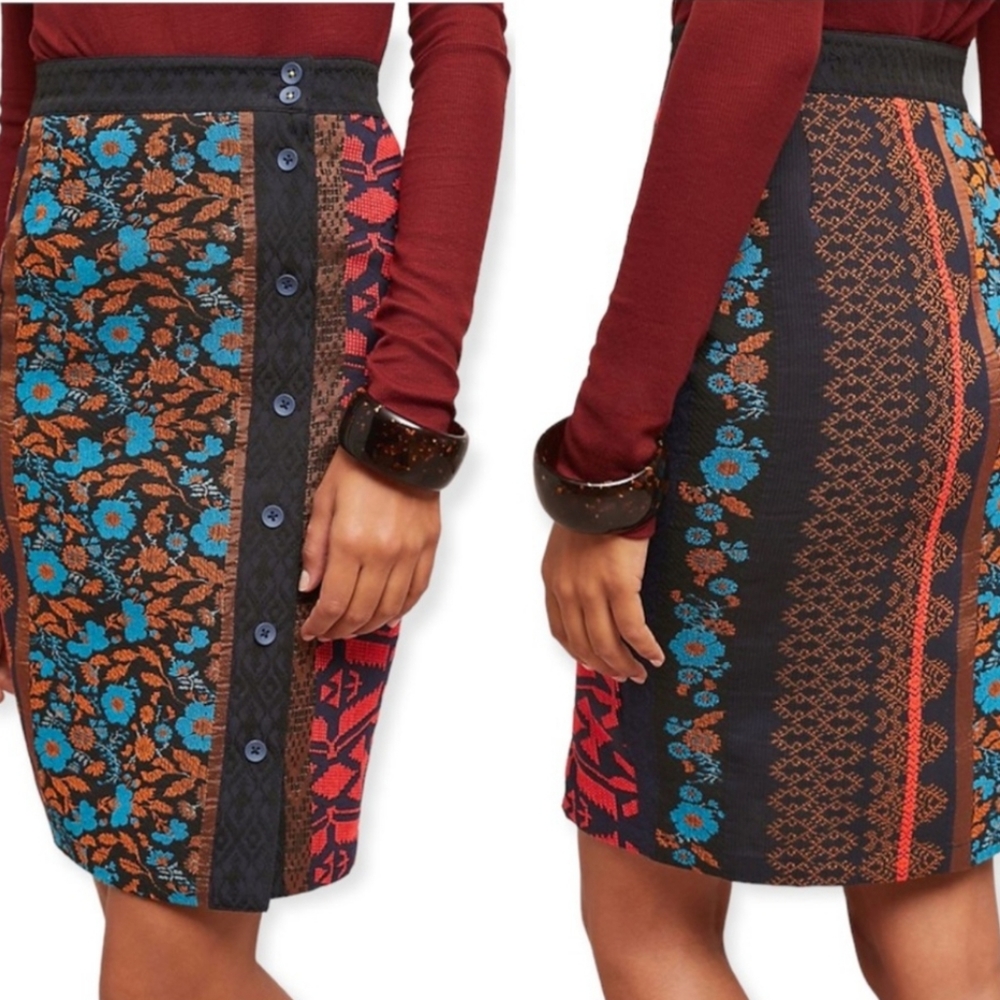 Anthropologie Dolan Left Coast Jacquard Pencil Skirt
